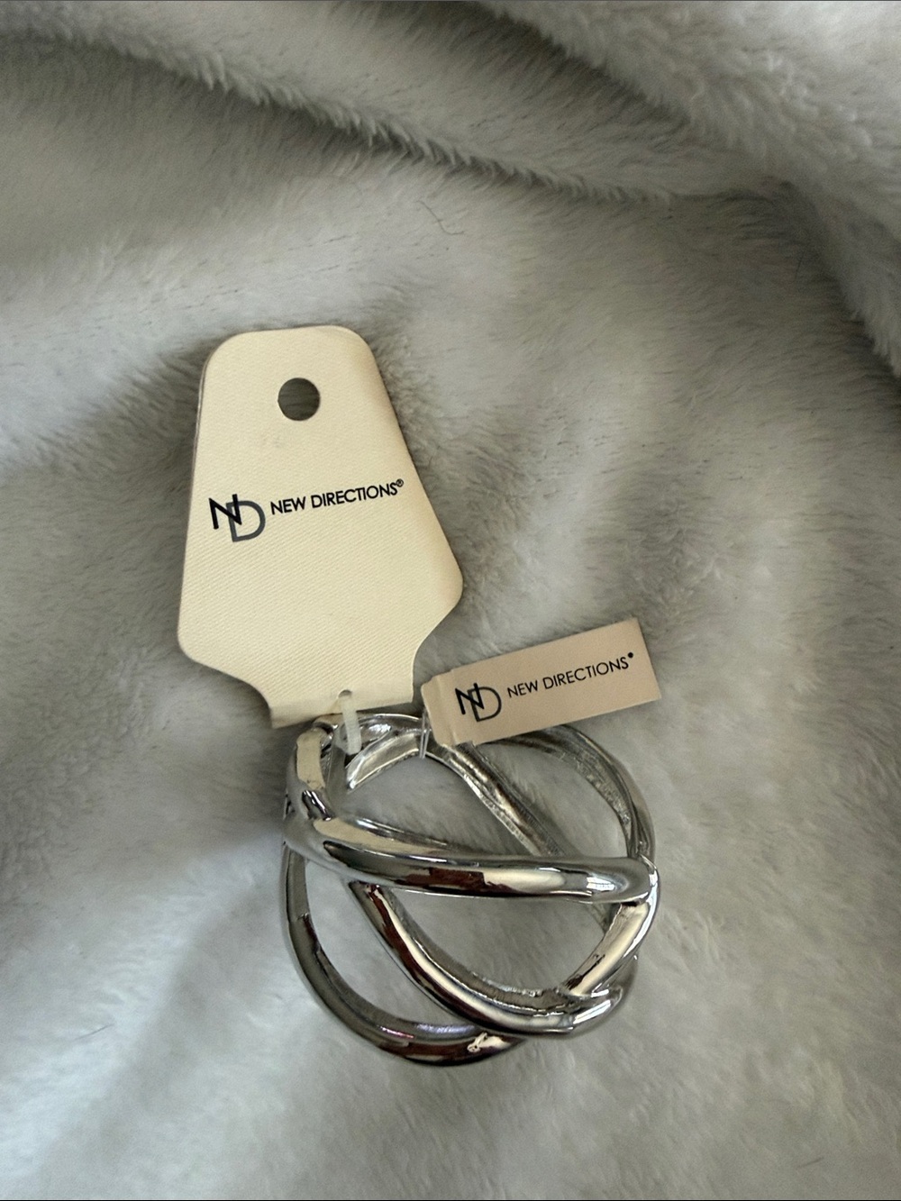 New Directions Silver-tone Interlocking Ring Hinged Cuff Bracelet, NWT